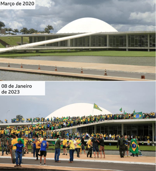 Bolsonaristas invadem o Congresso Nacional. Reprodução/BBC News Brasil