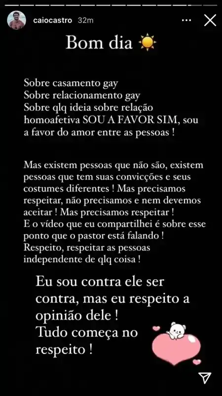 Rafa Kalimann e Caio Castro são acusados de homofobia por apoio a pastor (Foto: Reprodução/Instagram)