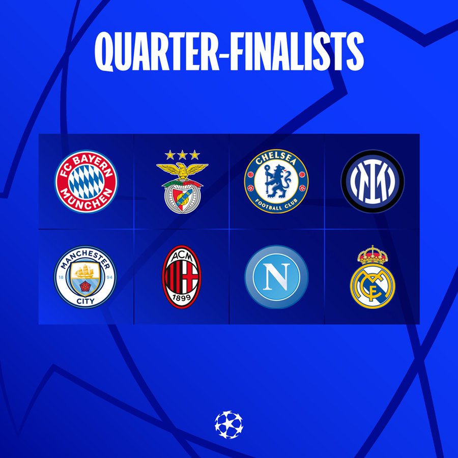 Champions League 2022/23: Os times classificados às quartas de final - Champions  League - Br - Futboo.com