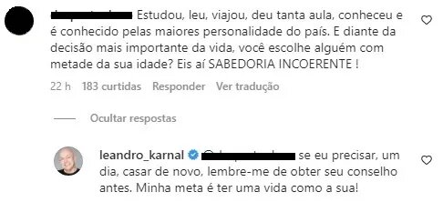 Leandro Karnal responde comentários preconceituosos. Foto: Reprodução/Instagram/@leandro_karnal Lorena Bueri