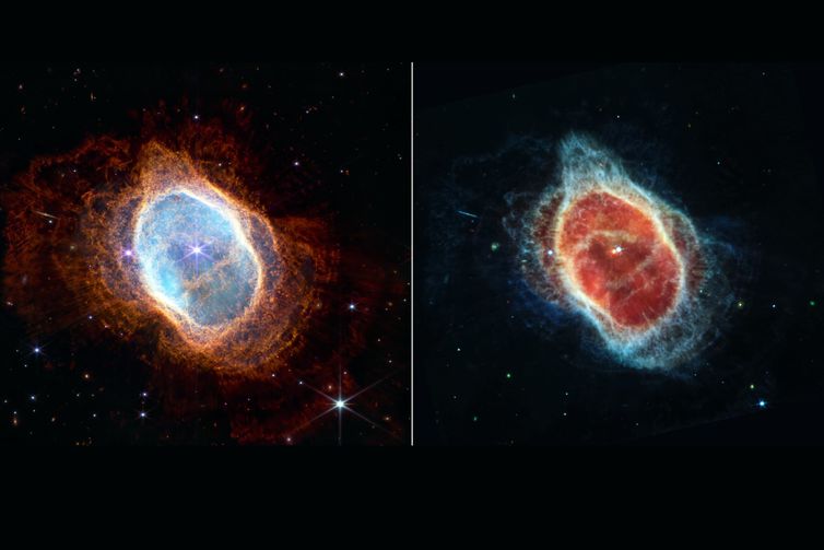 Imagem da Nebulosa Anel do Sul do Telescópio Espacial James Webb. (Foto: Reprodução/AgênciaBrasil)
