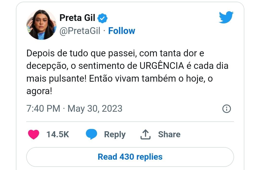 Preta Gil: Tristeza aps Separao Estou Triste