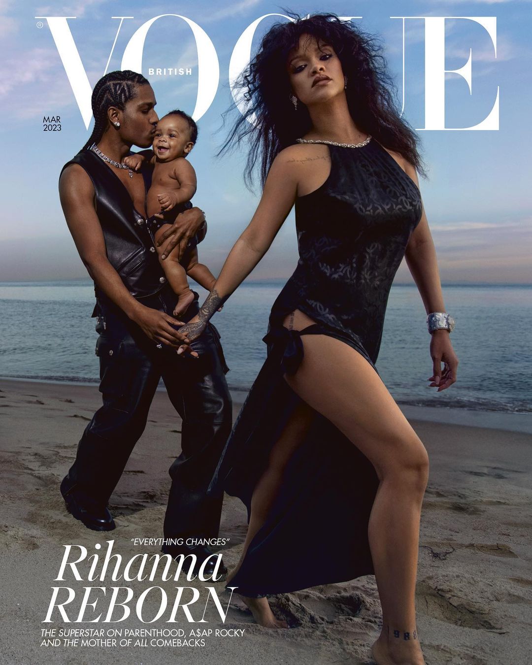 Rihanna, A$AP Rocky e  seu primogênito para a Vogue Internacional. Foto: Reprodução/Instagram/@badgalriri Lorena Bueri