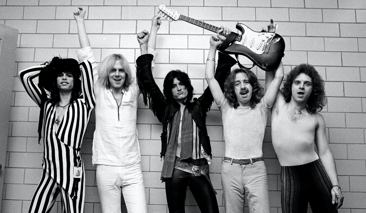 Integrantes da banda Aerosmith, em 1976 (Foto: Reprodução/Fin Costello/Redferns)
