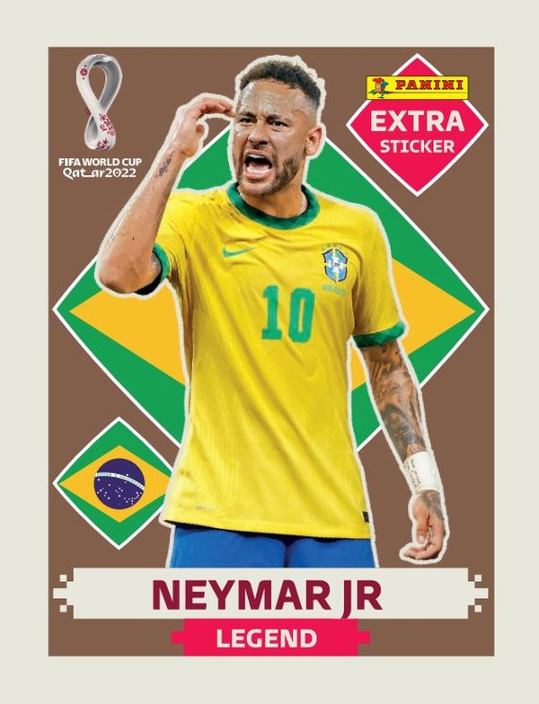 Figurinha Extra Copa do Mundo Qatar 2022 Neymar Jr Extra Sticker Bordô