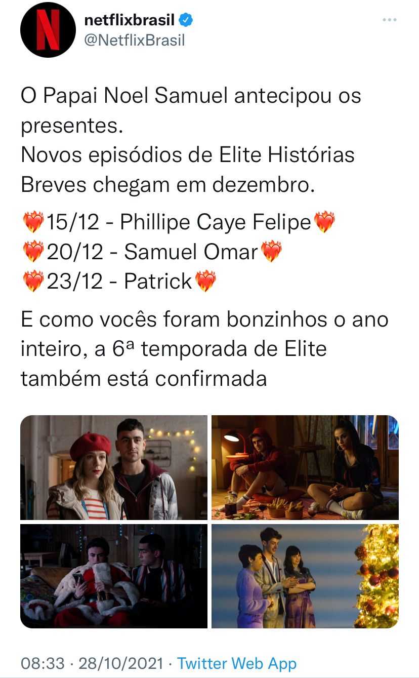 Elite: série terá uma 6º temporada ; Netflix anuncia novos episódios de  Histórias Breves