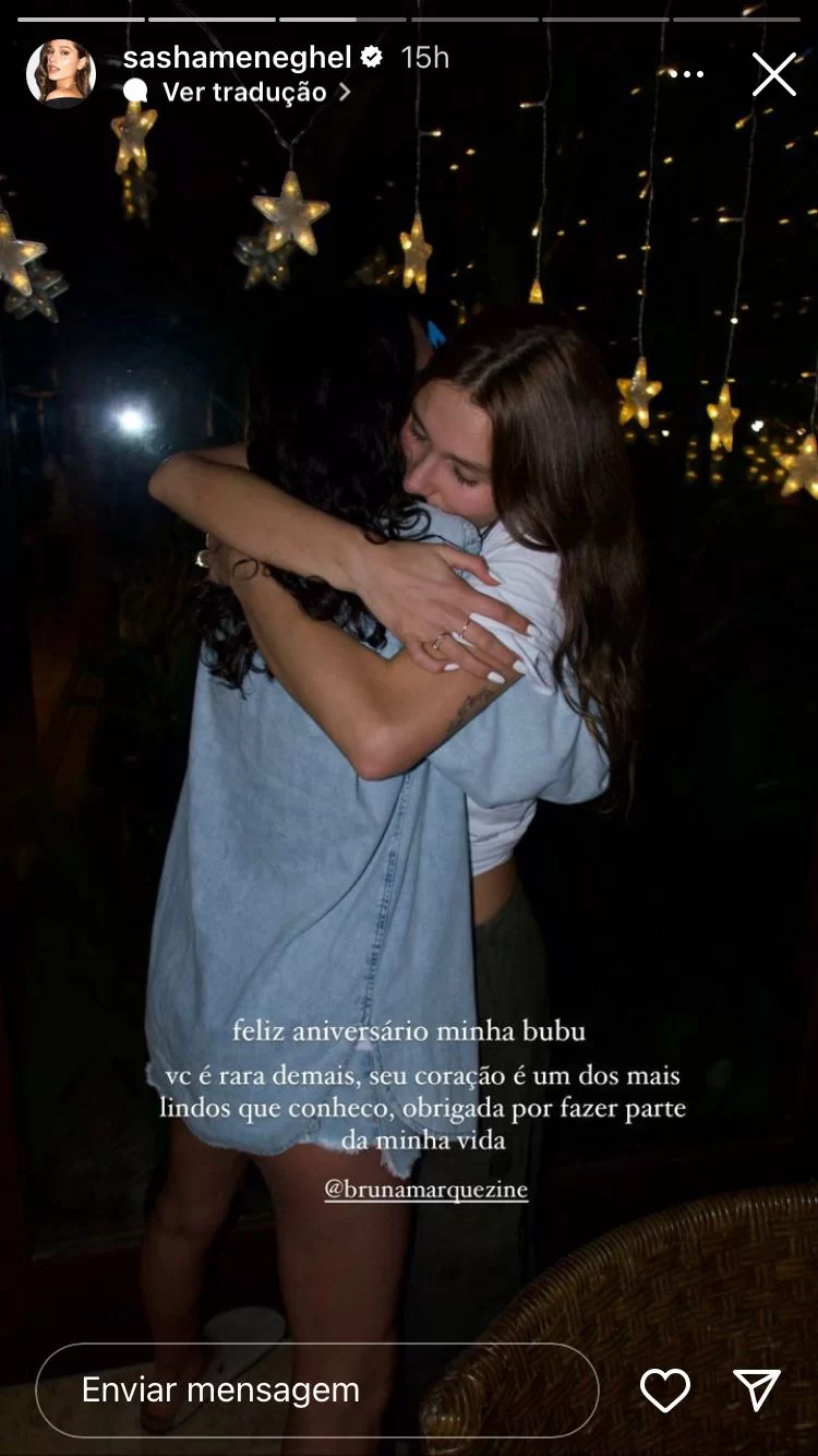 Sasha faz declaração de amor à Bruna Marquezine (Reprodução/Instagram/@sashameneghel). Lorena Bueri