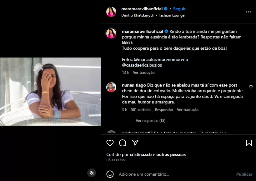 Foto: Mara Maravilha publica sequencia de fotos ironizando a participação do trio de loiras na globo (Reproudução/Instagram/@maramaravilha)