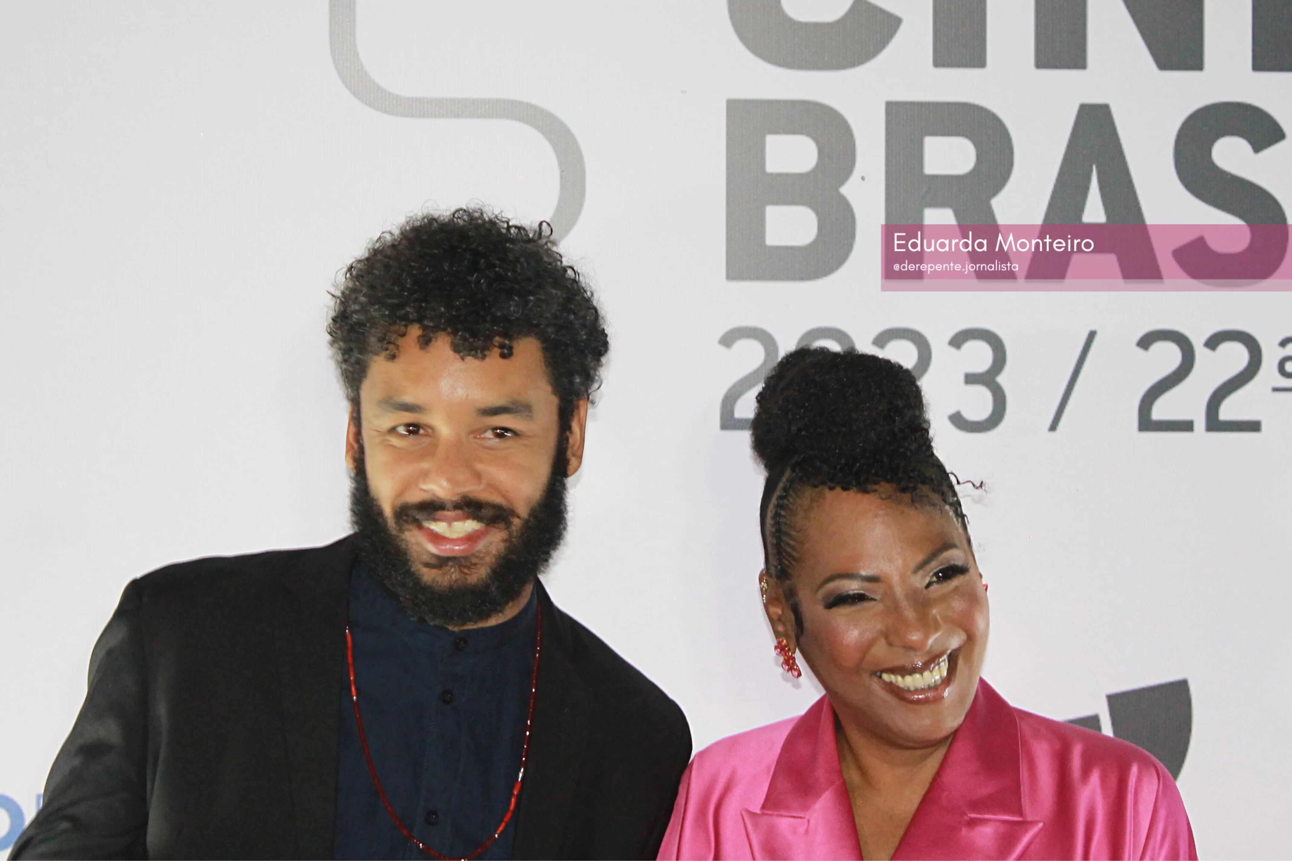 Gabriel Martins e Rejane Faria no Grande Prêmio do Cinema Brasileiro (Foto: Eduarda Monteiro) Lorena Bueri