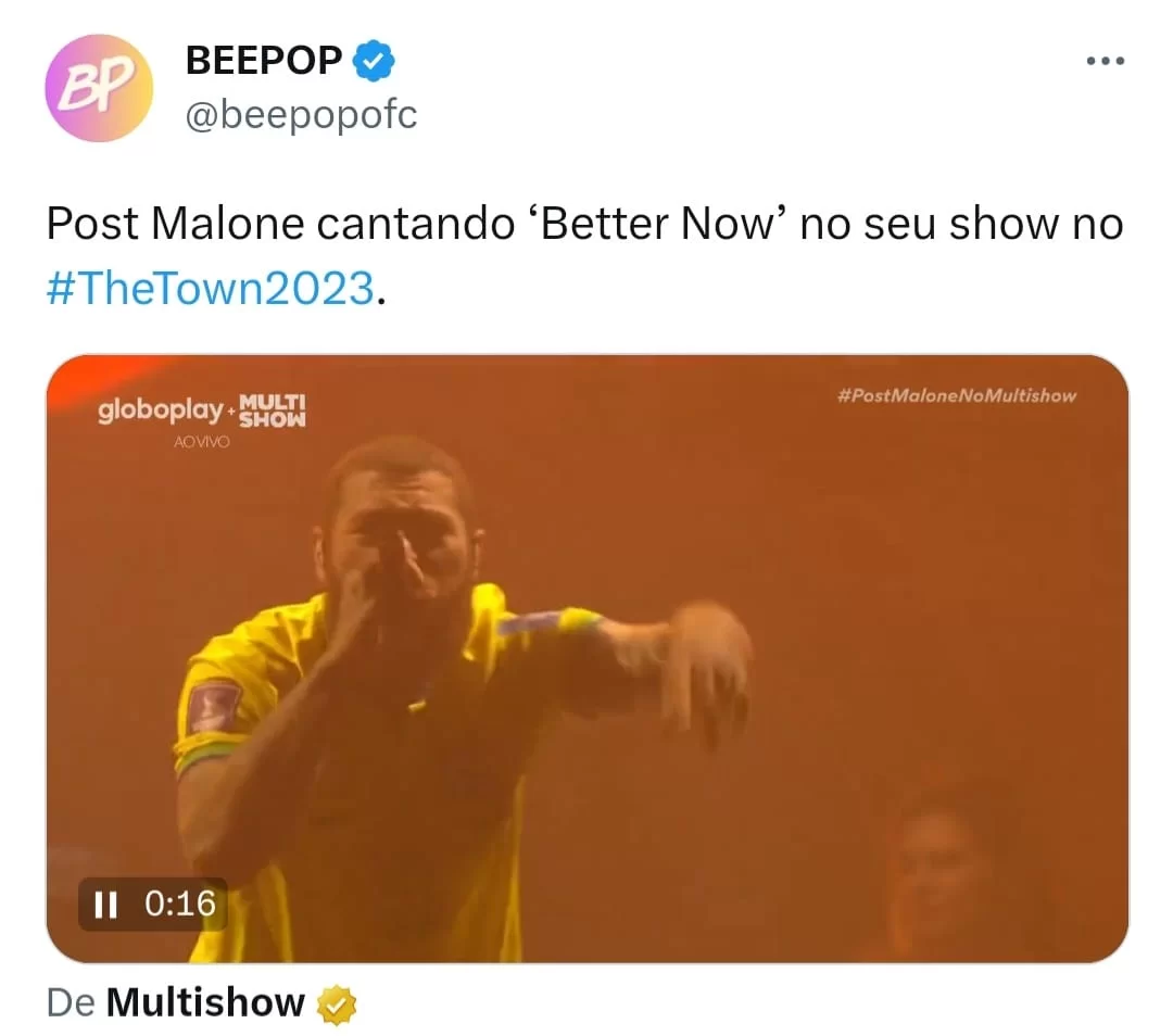 Performance de ''Better Now''. (Reprodução/Twitter @beepopofc)