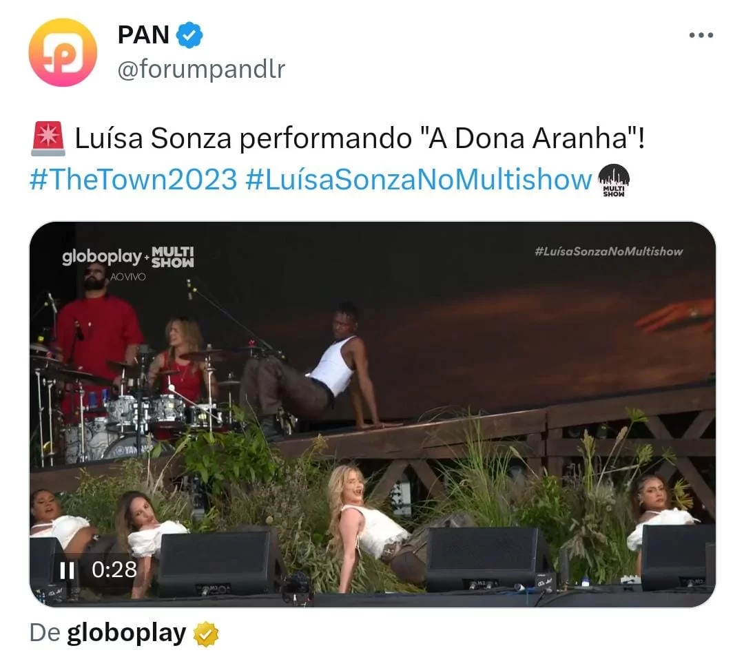 Luísa e balé performam ''Dona Aranha''. (Reprodução/Twitter: