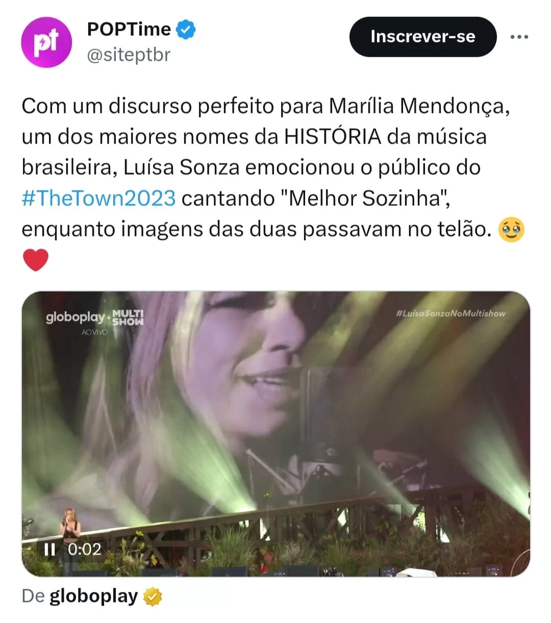 Luísa homenageia Marília Mendonça. (Reprodução/Twitter @siteptbr)