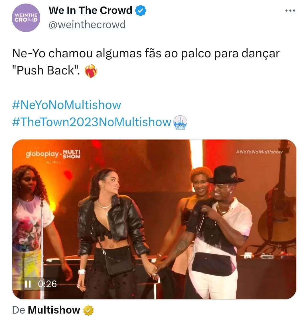 Ne-Yo convida fãs para dançarem ''Push Back''. (Reprodução/Twitter @weinthecrowd)