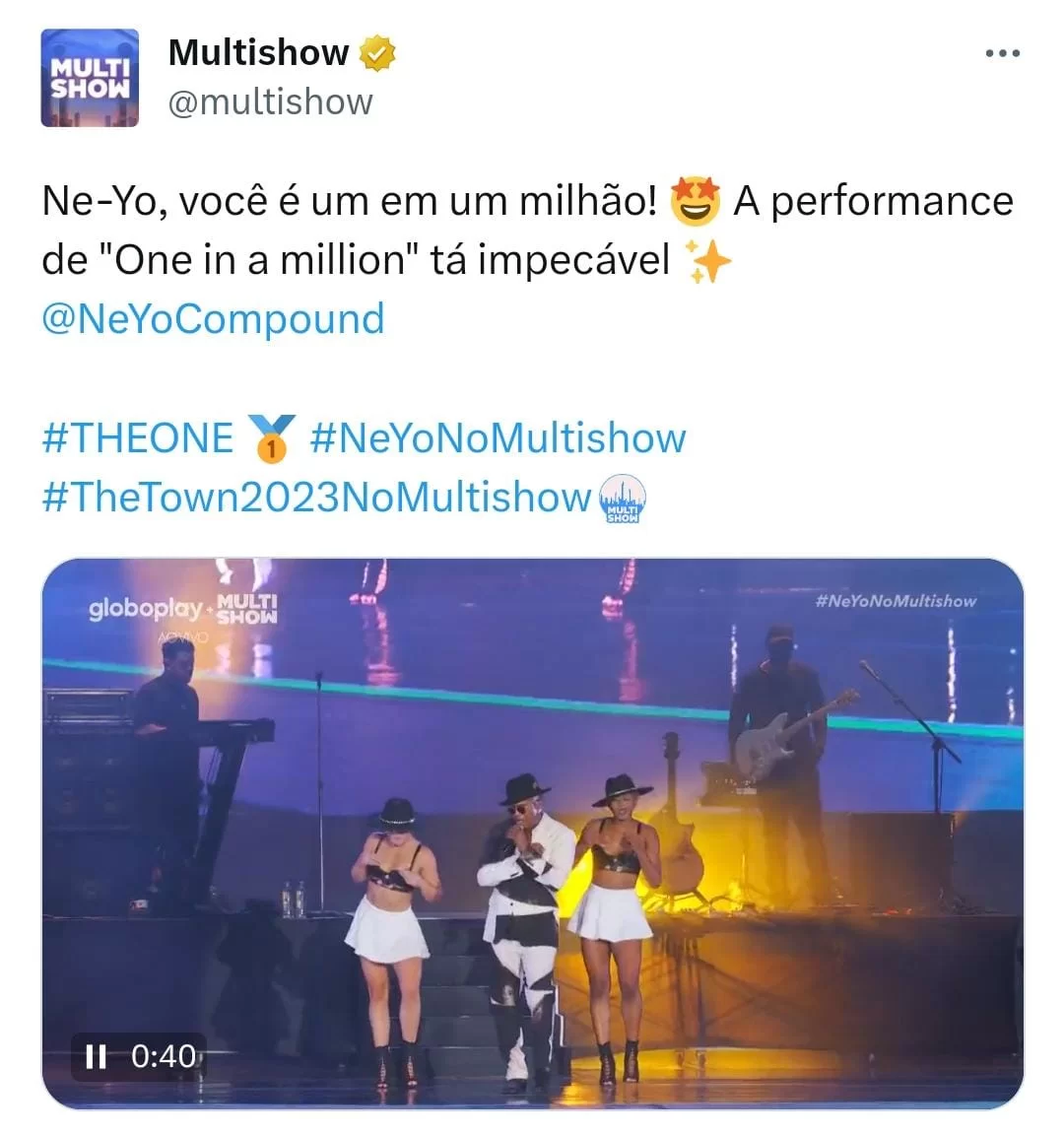''One In a Million'', de Ne-Yo. (Reprodução/Twitter @multishow)