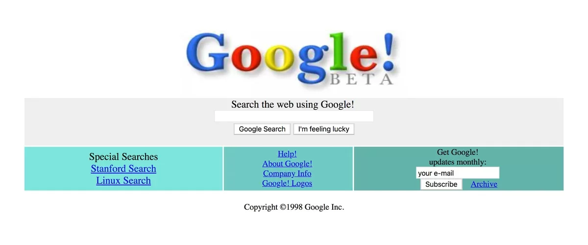 O Google em 1998.