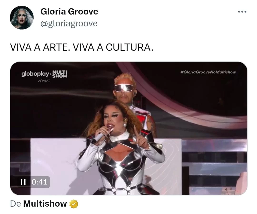 Gloria Groove fala sobre a música nacional. (Reprodução/Twitter: