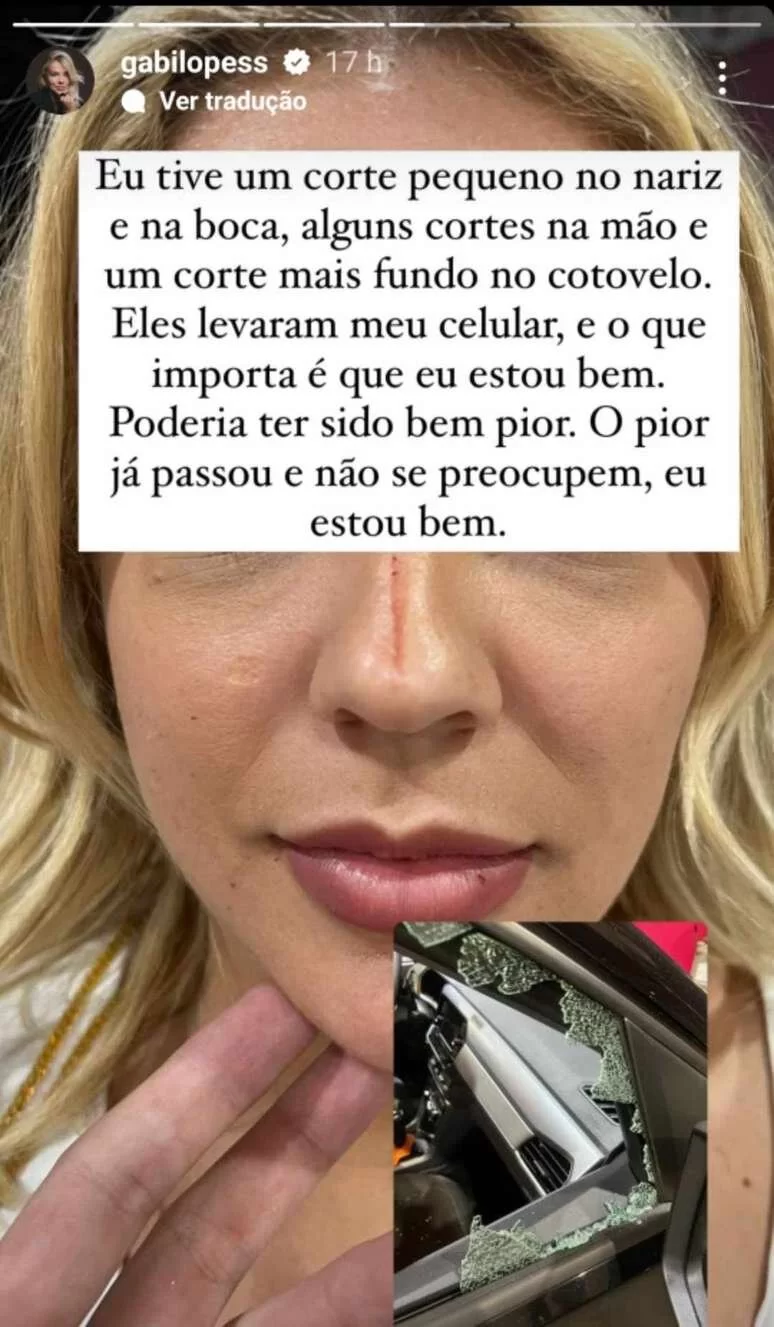 Gabi Lopes é vitima de assalto em São Paulo (Foto: reprodução/Instagram/@gabilopess) Lorena Bueri