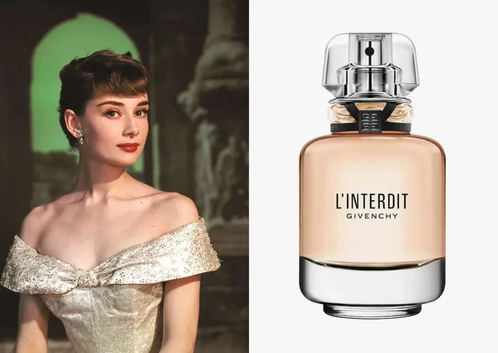 Audrey Hepburn e o L'Interdit da Givenchy (Foto: Reprodução/Getty Images/Vogue Globo) Lorena Bueri