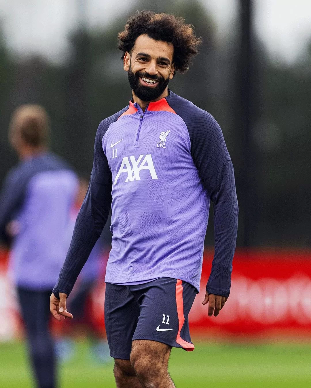 Atacante do Liverpool, Mohamed Salah em treinamento com o time