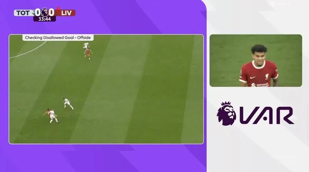 Associação de árbitros admitiu erro em gol anulado de Luis Díaz, contra o Tottenham