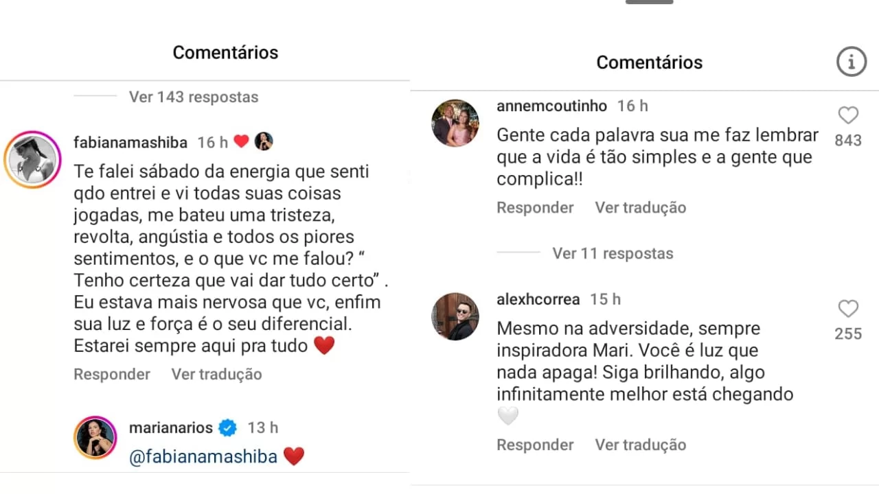 Comentários feitos para Mariana Rios  