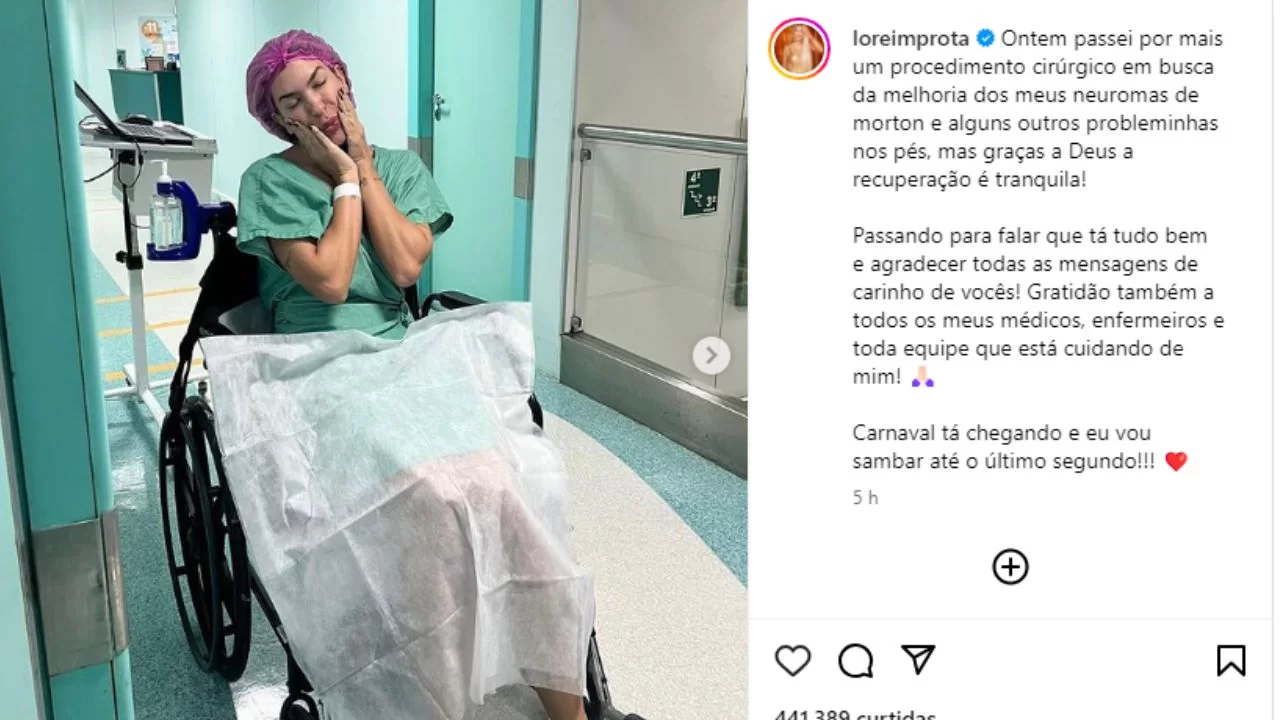 Lorena improta passa por cirurgia