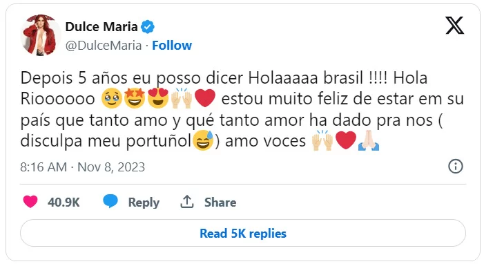 Dulce María desembarca no Brasil para shows do RBD: 'Muito feliz' -  Entretenimento - R7 Famosos e TV