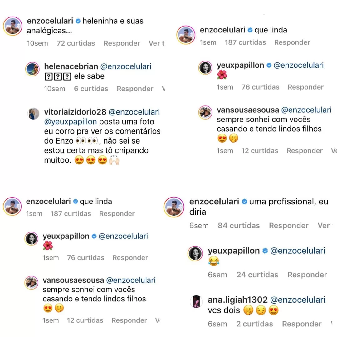 Comentários feitos no Instagram 