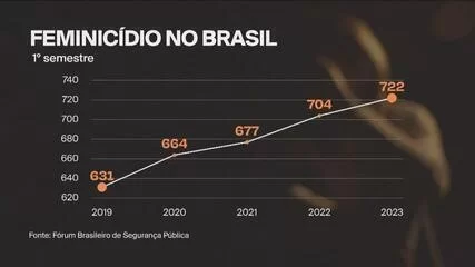 Gráfico com os números sobre casos de feminicidio no Brasil em 2023