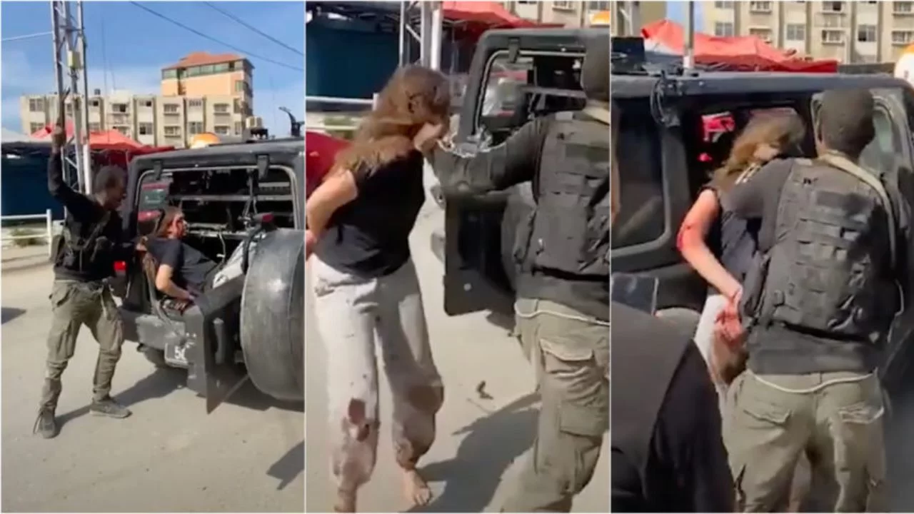 Vídeo registra mulher sendo sequestrada por combatentes do Hamas. 