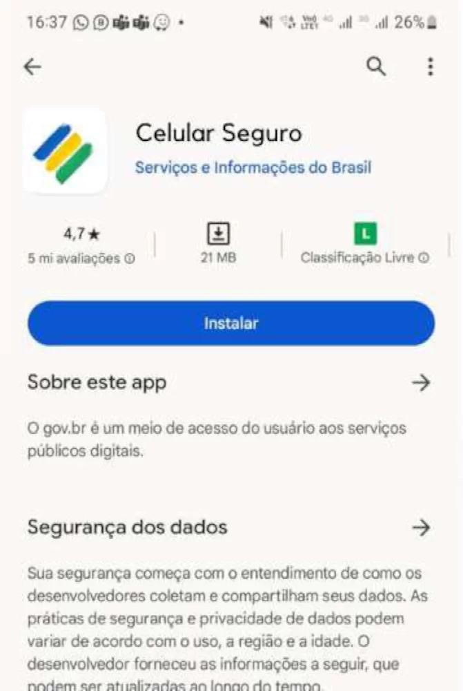Aplicativo Celular Seguro estará disponível no Android e iPhone a partir desta terça-feira, 19 
