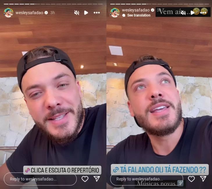 Wesley Safadão nos stories do Instagram