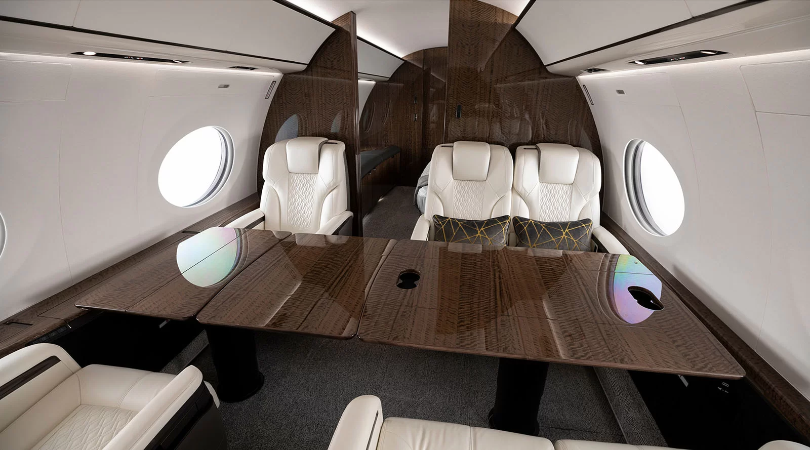 Projeção do interior do Gulfstream G700 (Foto: reprodução/Site/Gulfstream) Lorena Bueri