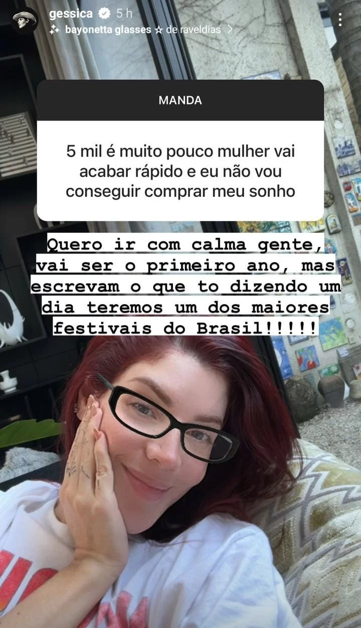 Gkay revela mais algumas novidades sobre a Farofa 2024 (Foto: reprodução/Instagram/@gessica) Lorena Bueri