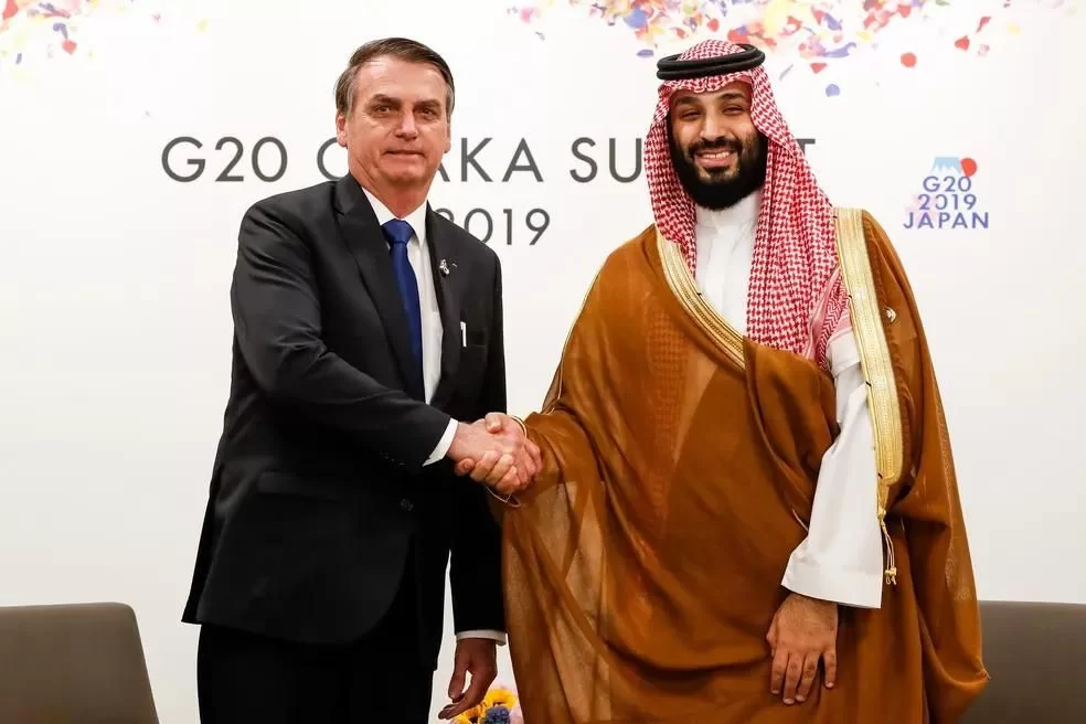 Bolsonaro e o príncipe saudita Mohamed bin Salman