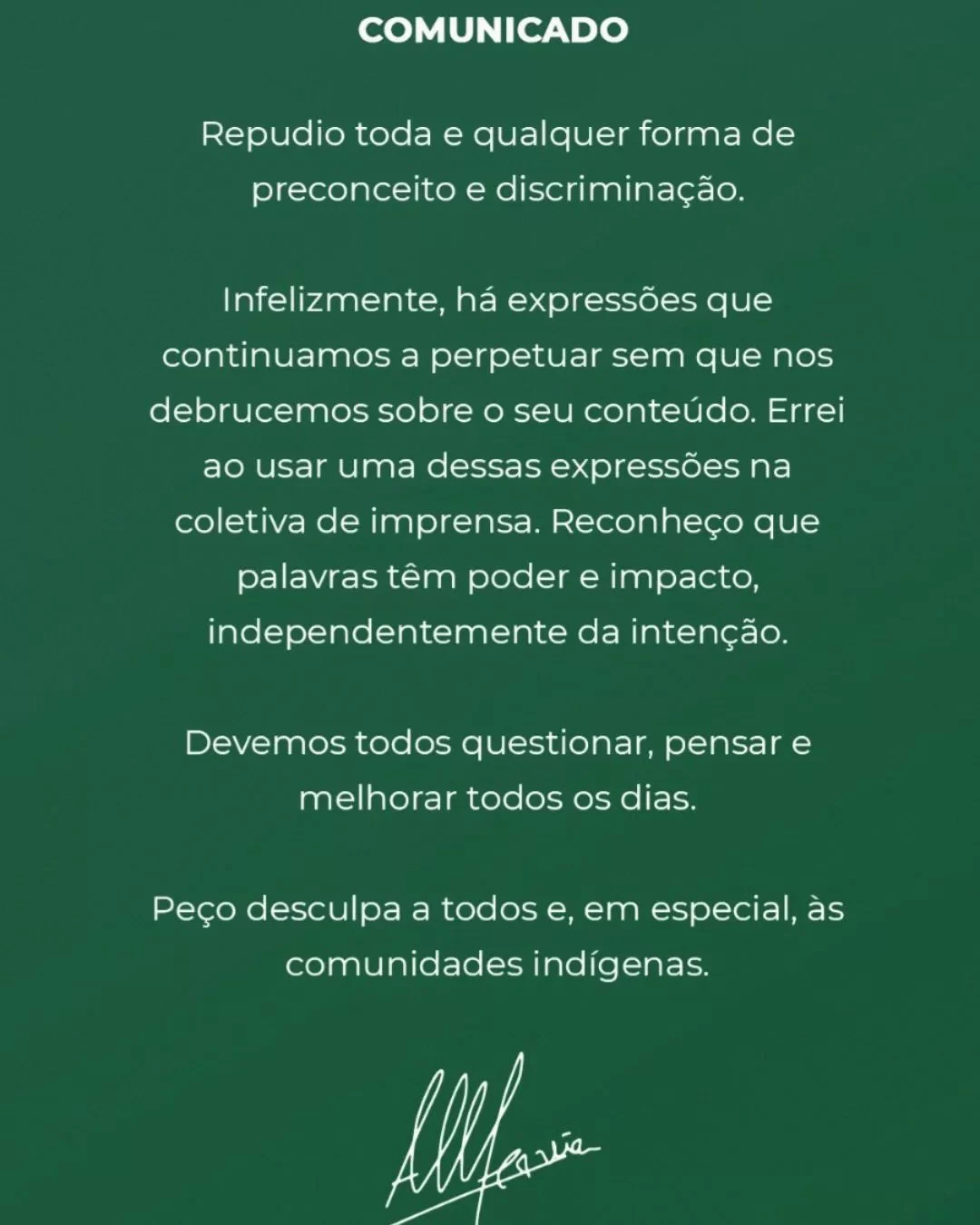 Comunicado de Abel Ferreira