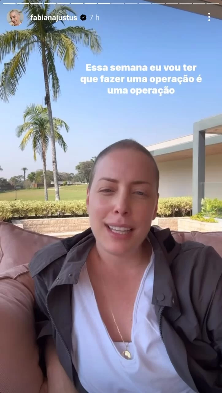 Fabiana Justus revela nos story que fará cirurgia