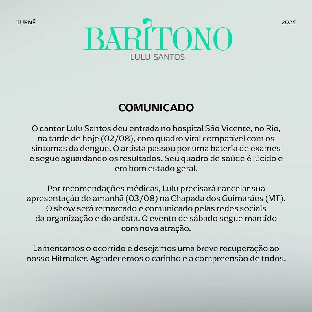 Comunicado de lulu santos