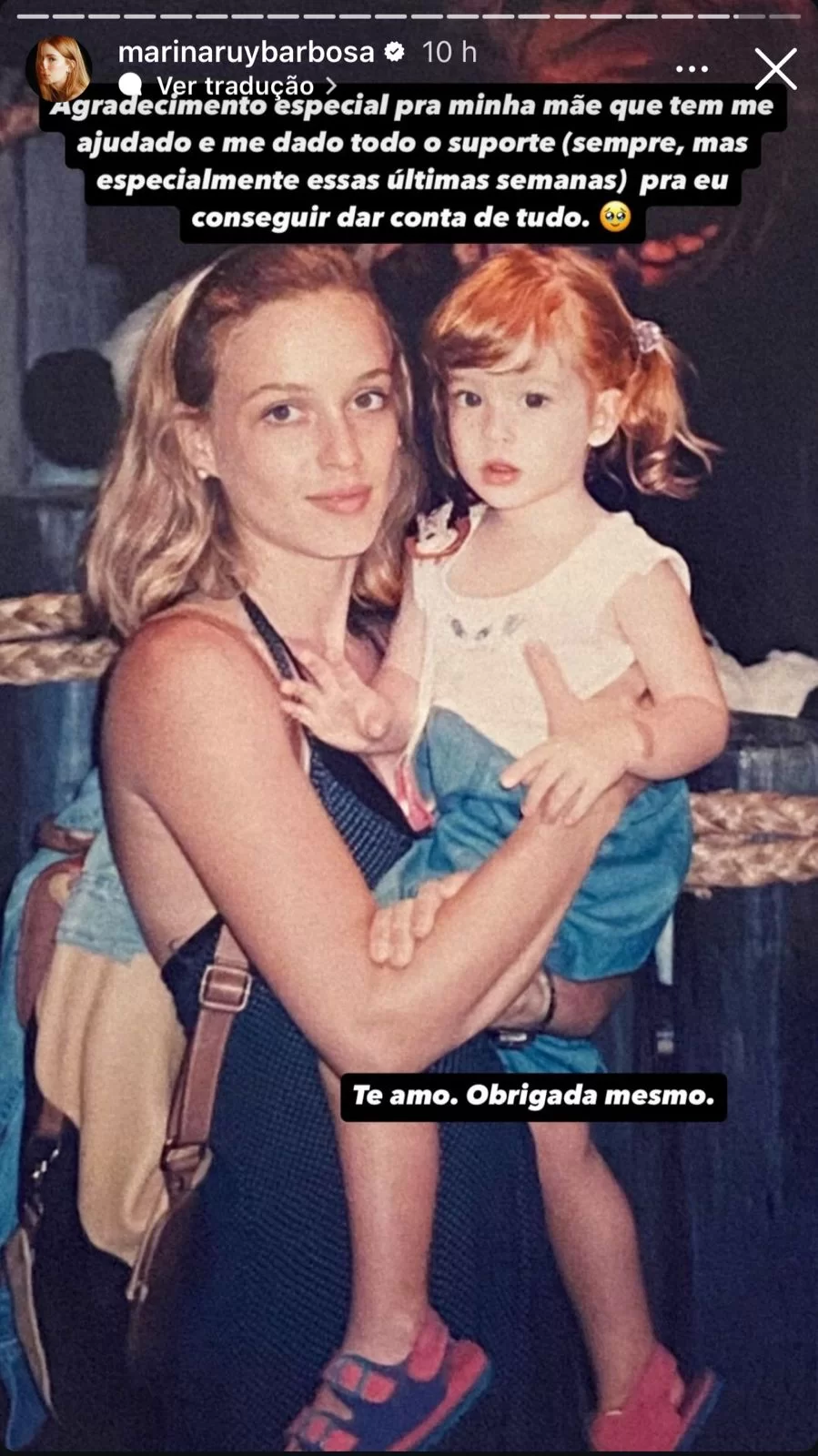 Marina Ruy Barbosa agradecendo a mãe pelo apoio (Foto: reprodução/Instagram/@marinaruybarbosa) Lorena Bueri