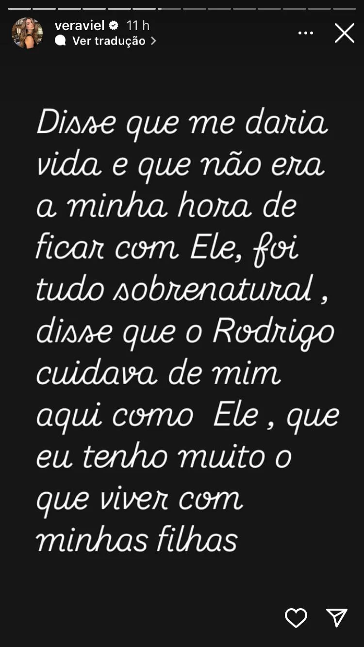 Story de Vera Viel ( Foto: reprodução/ Instagram/@veraviel) Lorena Bueri