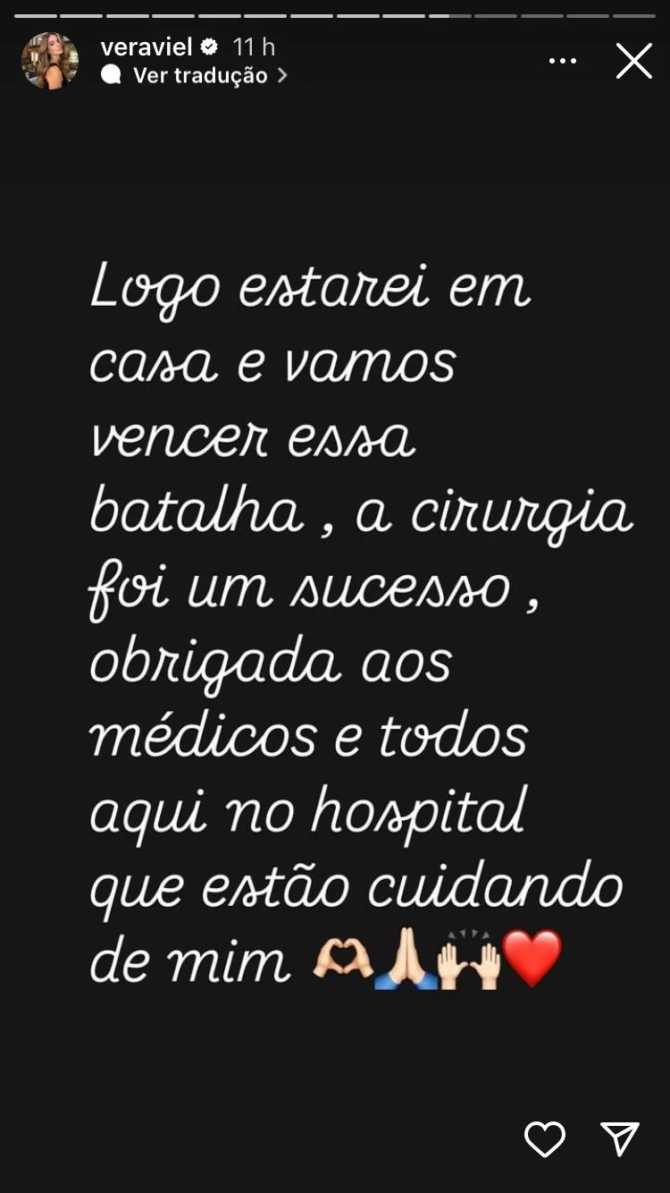 Story de Vera Viel ( Foto: reprodução/ Instagram/@veraviel) Lorena Bueri