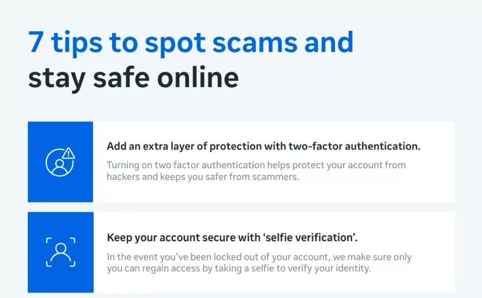 Meta apresenta sete dicas para identificar golpes online (Imagem: reprodução/Meta) Lorena Bueri