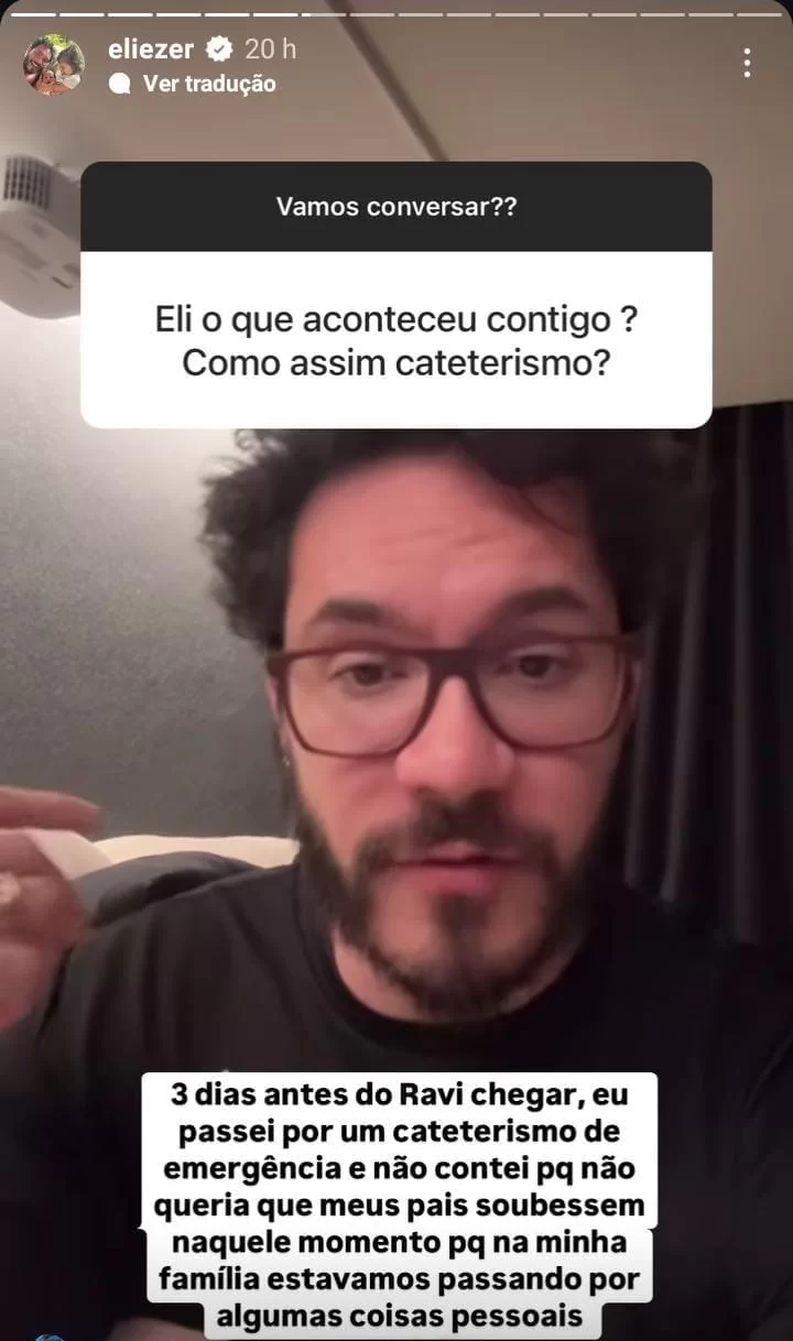 Eliezer conta para seguidores problemas de saúde