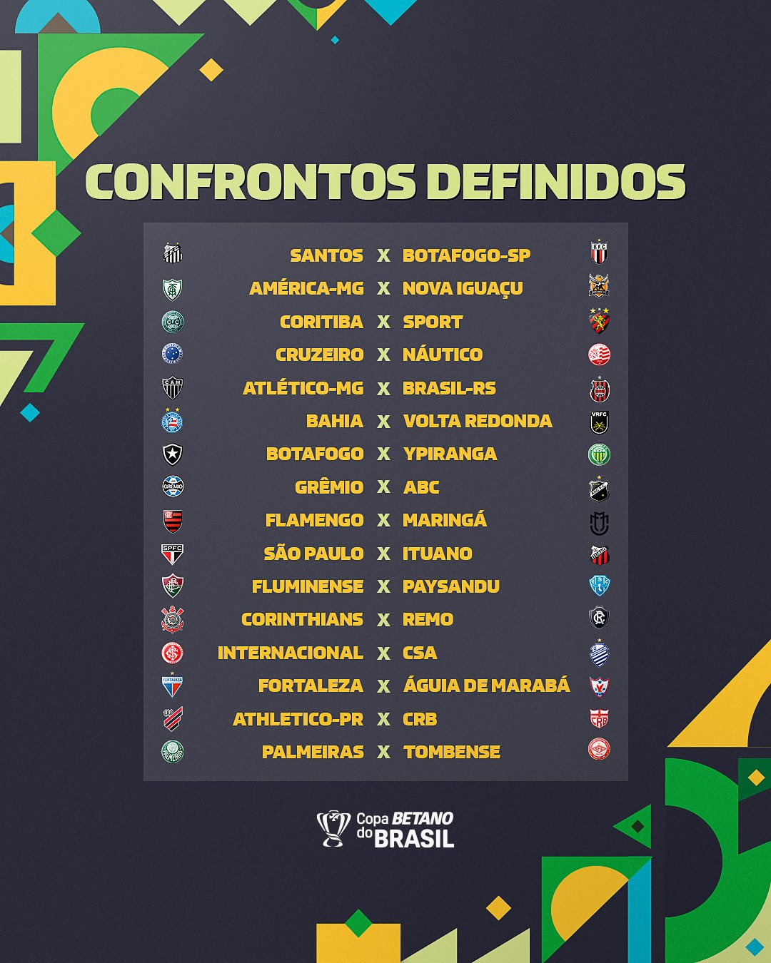 CBF define jogo da 3° fase da Copa do Brasil