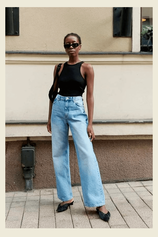 Look básico e clássico com o jeans wide leg. (Reprodução/Instagram)