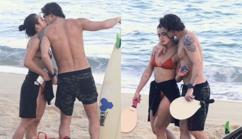 Mari Saad curte passeio na praia com o namorado, Romulo Arantes Neto