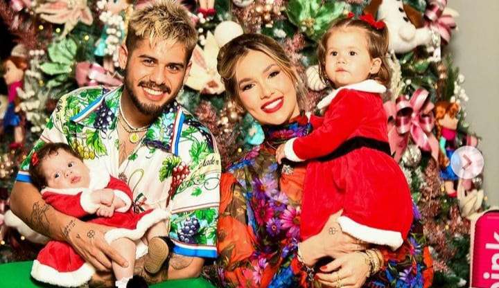Virginia e Zé Felipe vestem suas filhas a caráter no Natal 