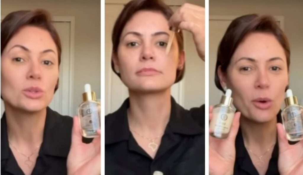 Michelle Bolsonaro faz publi de produto para pele nas redes sociais Lorena Bueri