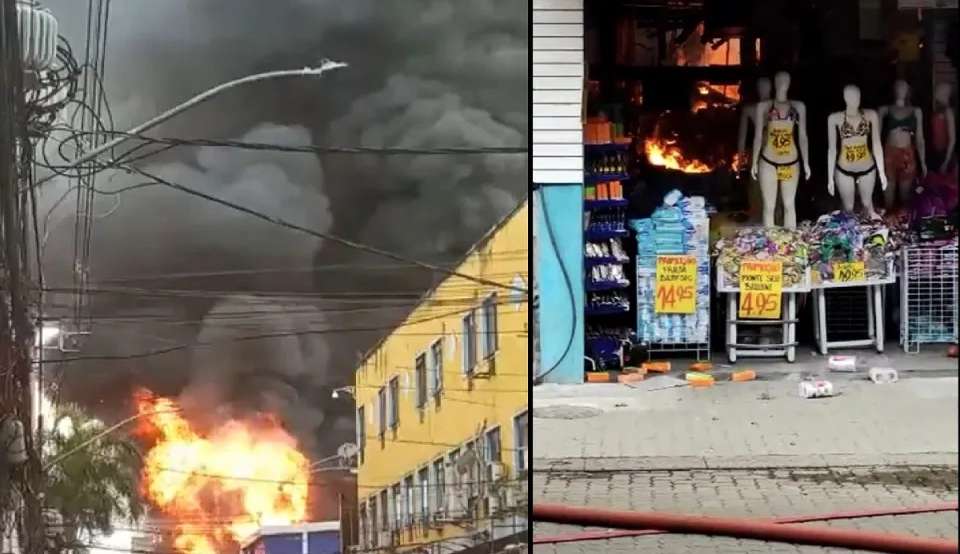 Incêndio atinge o Shopping Nou na Baixada Fluminense