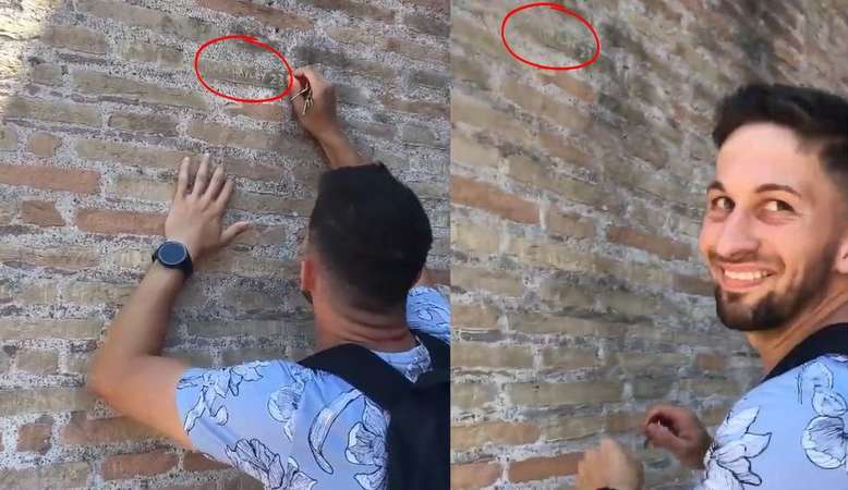 Turista vandaliza parede do Coliseu e pode ser preso Lorena Bueri